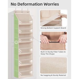 Organisateur suspendu sur porte à 6 étagères avec 14 poches en filet, couleur beige avoine, pour l'organisation et le rangement du placard - Product Image 4