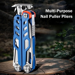 <b>Multi</b> Function Folding Plier <b>Tool</b> With Knife Screwdriver Bottle Opener Metric Measurement Blue Handle - Product Image 2
