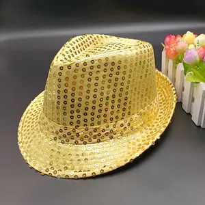 Cappello Unisex da discoteca in tinta unita cappello da palcoscenico cappello Jazz per bambini festa per adulti cappello a cilindro con paillettes per le vacanze