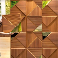 Panel de Pared 3D de PVC con Efecto Madera Espejo, 500x500mm, Impermeable, Antimoho, Ecológico, Revestimiento de Pared Interior