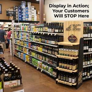 Présentoir de sol en bois personnalisé à 4 niveaux pour bières et boissons, étagère de point de vente avec logo pour brasserie, <span class=keywords><strong>magasin</strong></span> de bouteilles, promotion POP - Product Image 2