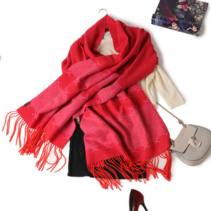 European American Style Women Solid Scarf, Winter Warm Lamb <b>Wool</b> Circle Yarn Casual Shawl - Product Image 3