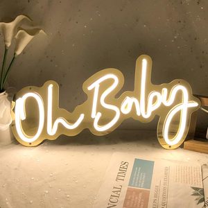 Enseigne au néon Oh Baby avec variateur pour décorations de douche de bébé Décoration de chambre de révélation de sexe Alimenté par USB LED Neon Lights - Product Image 2