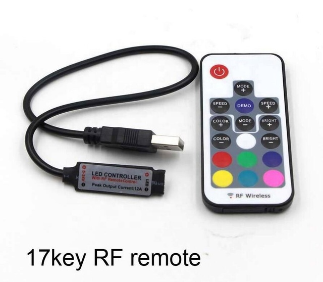 Factory Custom Mini USB IR Remote Controller 17/24/44 Key for DC5V-24V 5050 RGB LED Strip Light TV PC Back