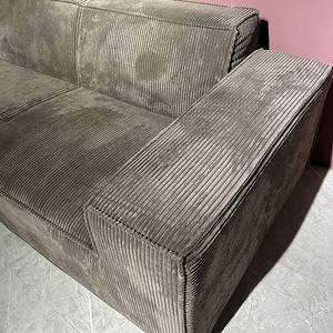 Custom Modern Minimalist Corduroy Three Seater <b>Sofa</b> Square Shape Full Sponge Filling Upholstered Nordic Style Living Room - Product Image 3