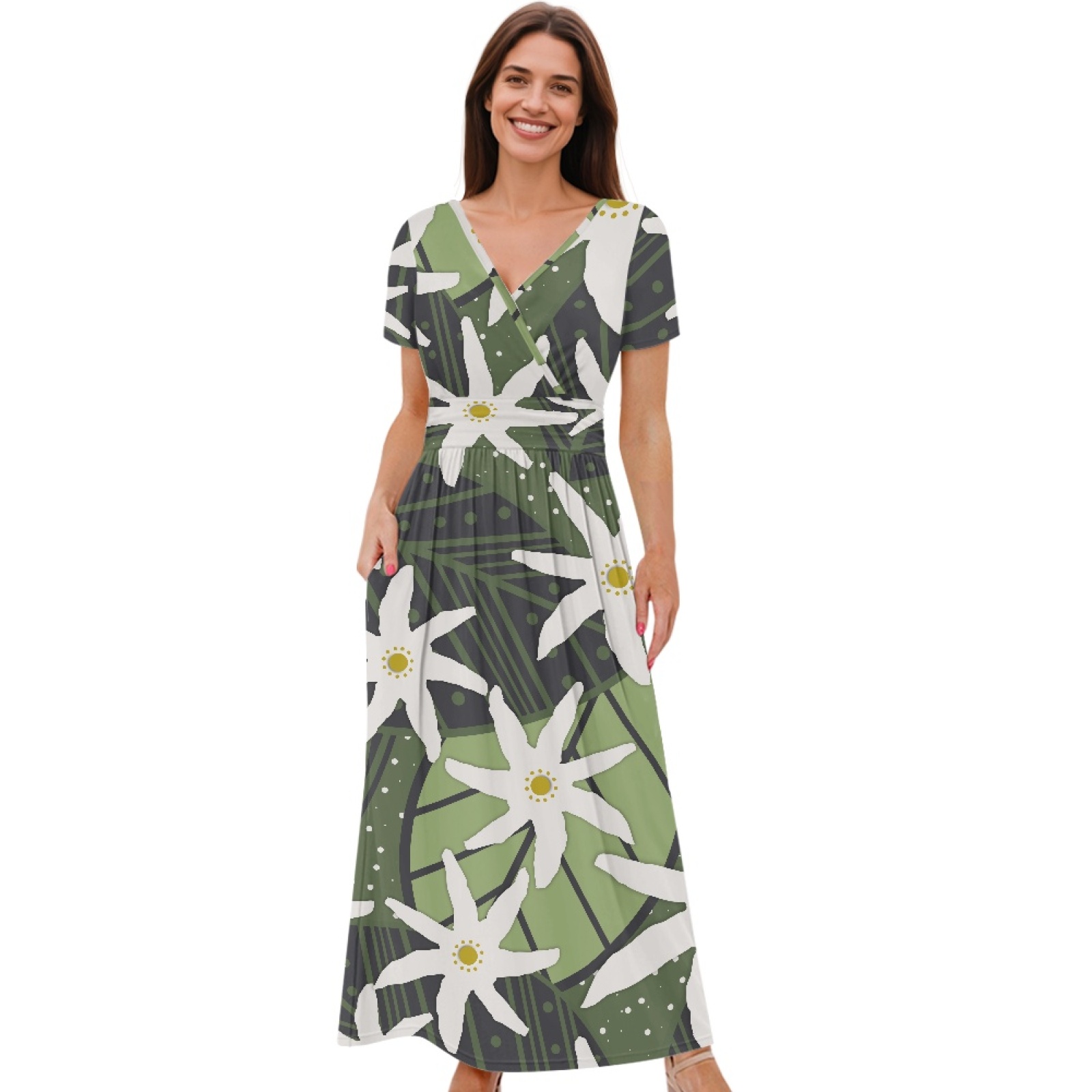 Hawaiian Puakenikeni Flower Design Custom Made Women's Dresses Stretchy  Short Sleeves Print on Demand Maxi Ladies Dress| Alibaba.com