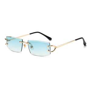 Lunettes de soleil rectangulaires sans monture SPUKA 6078 pour hommes et femmes, monture de luxe, verres dégradés, protection UV400, logo personnalisé - Product Image 3