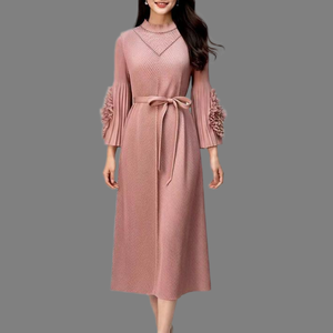 <span class=keywords><strong>Robe</strong></span> plissée unie haut <span class=keywords><strong>de</strong></span> gamme à manches longues pour soirée, coupe ample et décontractée, taille unique, vente en gros pour boutiques - Product Image 1