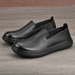 Chaussures Homme en Cuir Véritable à Enfiler, Bout Rond, Semelle Extérieure en Caoutchouc, Semelle Intermédiaire en EVA, Confort Printemps, Décontractées et Professionnelles - Product Image 1