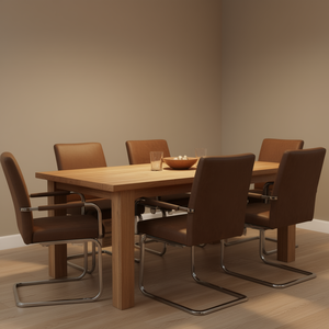 Set di 4 Sedie da Pranzo in Ecopelle Marrone con Struttura in Ferro Verniciato a Polvere, Design Moderno per Arredamento Casa - Product Image 2