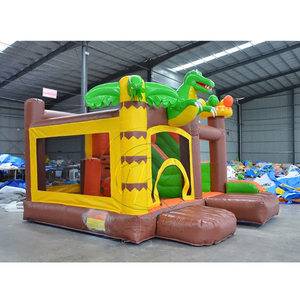 Location Commerciale et Usage Domestique : Château Gonflable PVC Combo Animaux de la Jungle avec Toboggan pour Fêtes d'Enfants - Product Image 1