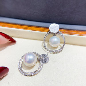 S925 <b>Silver</b> DIY <b>Pearl</b> Accessories Gorgeous Empty Tray for Earnail <b>Earrings</b> with 9-12mm Round Beads 22041 Jewelry Accessory - Product Image 3