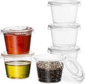 Grosir plastik sekali pakai murah 1/2/3/4 oz cangkir saus mini dengan tutup cangkir bening wadah saus 1oz deli pot dengan tutup - Product Image 3