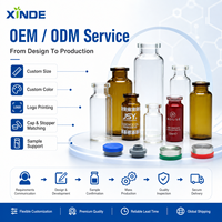 Flacon en verre tubulaire médical personnalisé XINDE de 2 ml, 5 ml, 10 ml, 15 ml, 20 ml, 25 ml, 30 ml