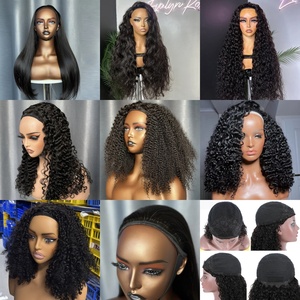 Perruque mi-longue WXJ en cheveux humains Remy bouclés, sans colle, clips invisibles, facile à porter, ligne de cheveux invisible, convient aux débutants, 20 pouces - Product Image 6