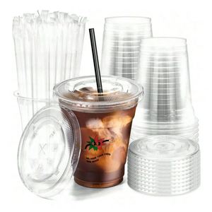 Gobelets en plastique PET jetables à paroi simple, écologiques, transparents, avec couvercles, personnalisables avec logo, pour café froid, 12/16/24/32 oz - Product Image 2