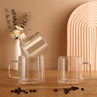 Tasse à thé en verre de haute qualité CnGlass 10oz. Mug en verre à double paroi isolé en borosilicate, ensemble de 4 tasses à café en verre à double paroi