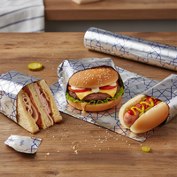 Papier nid d'abeille imprimé gaufré composite de qualité alimentaire, enduit de cire, laminé avec du papier d'aluminium pour hamburgers, sandwichs et hot-dogs de restauration rapide