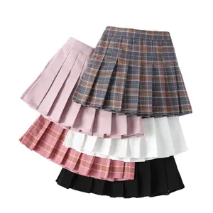 Mini saia de algodão para meninas, vestido escolar para meninas 6 anos criança saia plissada crianças