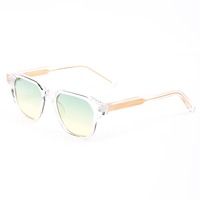 Lunettes de soleil rétro carrées à monture transparente avec verres dégradés et protection UV400 pour un usage quotidien unisexe et les trajets domicile-travail