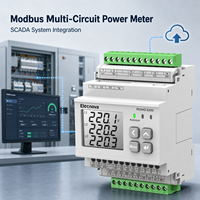 Medidor de Calidad de Energía con Integración de Sistema SCADA, Tres Modbus RTU, Almacenamiento de Datos RJ12, Entrada Digital, Salida de Relé, Monitor de Riel DIN, CA