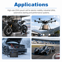Cellule lithium-ion haute décharge 3,85 V 20 Ah, 300 A max, 1000 A impulsion, pour UAV, véhicule électrique, moto, démarreur de secours