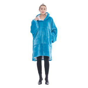 Wholesale <strong>Plus</strong> <strong>Size</strong> Casual Lazy Custom Wearable Sherpa Fleece <strong>Hoodie</strong> Blanket for Kids Adults Women Men - Product Image 5