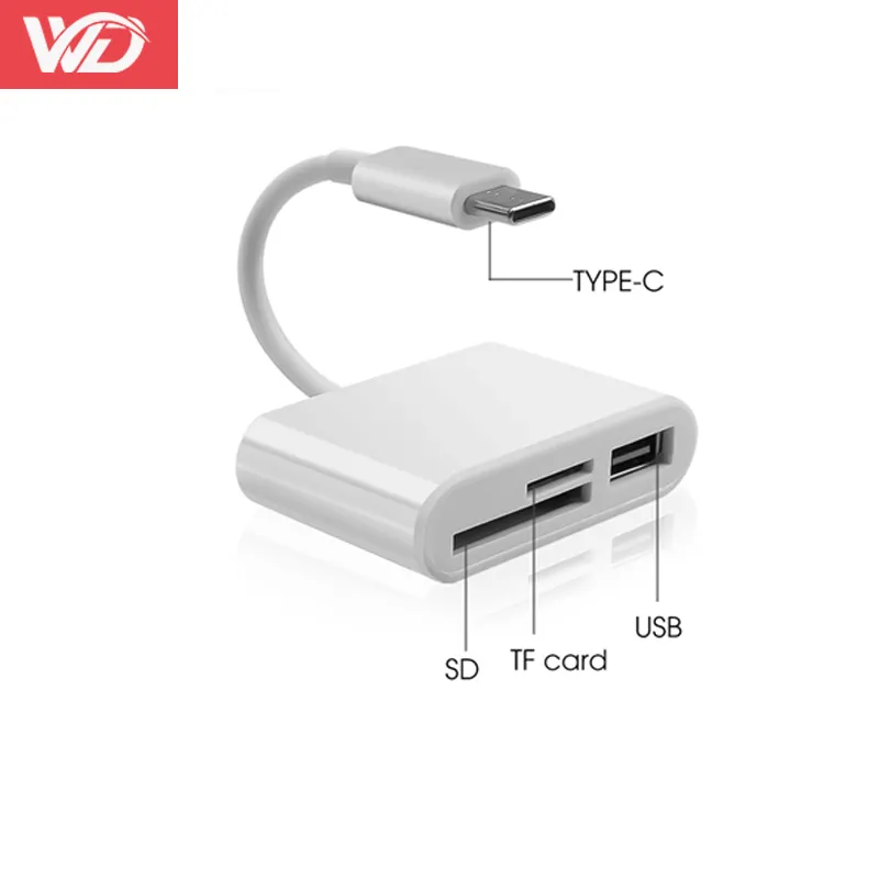 Usb Type C Kaartlezer Naar Sd Tf Usb Aansluiting Smart Geheugenkaartlezer Adapter Voor Macbook Pro Type-C Poort