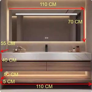 Natural wood-colored bathroom cabinet smart mirror cabinet white washbasin hanging cabinet body - Product Image 4