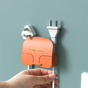 Plug Holder Wall Mount Cord Organizer Plastic Single Hook For Cables Orange Dark Green White - Product Image 3