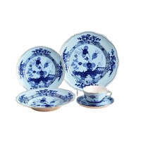 Encre bleue Plats décoratifs vintage Céramique Porcelaine Service de vaisselle de luxe Toutes les couleurs Style italien personnalisé Os Chine Vente en gros