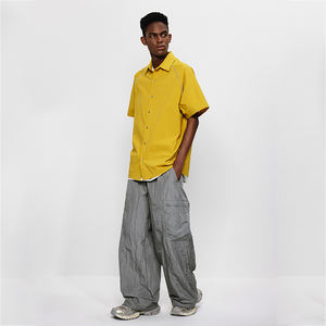 Chemise décontractée en jersey tricoté respirant à épaules tombantes, coupe ample, 100 % coton, à boutons, avec bande réfléchissante, fabrication OEM - Product Image 6