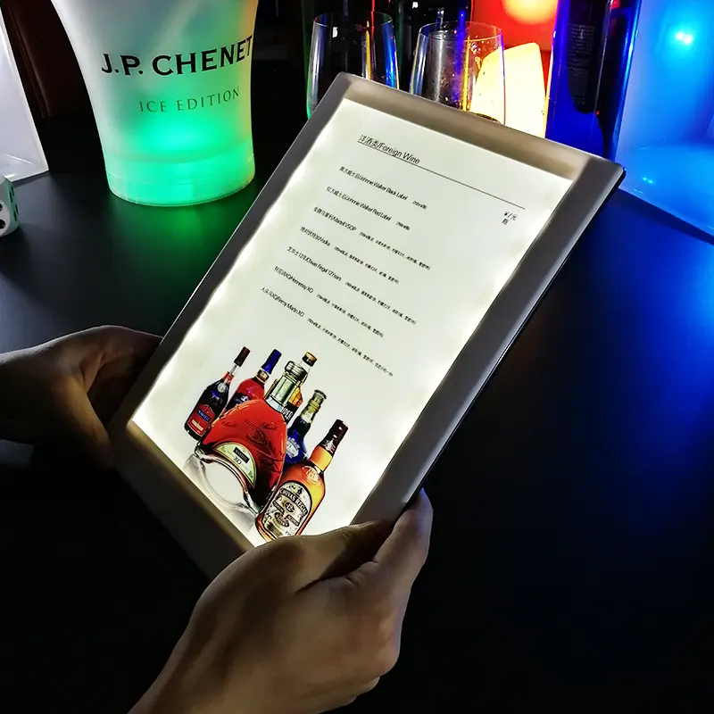 Ресторан пить пластик загорается меню книга обложки карты дисплей акрил Настольный Штатив светодио дный держатель