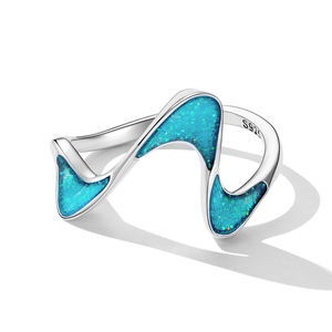 Anillo Geométrico Original de Plata de Ley 925 para Mujer, Anillo de Compromiso, Joyería Fina, Serie Océano, Regalo de Boda SCR849 - Product Image 2