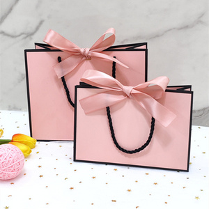 Bolsa de papel rosa con cinta personalizada, bolsa de regalo con cinta <span class=keywords><strong>verde</strong></span> azulado - Product Image 4