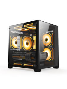 LY Mini tour Châssis de jeu noir Triple zones de refroidissement 240mm <span class=keywords><strong>Radiateur</strong></span> supérieur 160mm <span class=keywords><strong>Hauteur</strong></span> CPU 330mm GPU ATX PSU Vertical MicroATX - Product Image 4