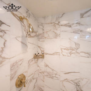 Dalles de marbre Calacatta Gold polies, grandes dalles de pierre naturelle, taille découpée, pour sols/murs modernes d'hôtels, villas et salles de bain - Product Image 3