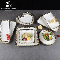 Ensemble de vaisselle en céramique remarquable, série en forme de cœur, bordure argentée, vaisselle résistante à la chaleur, ensemble d'assiettes et de bols en porcelaine pour la maison