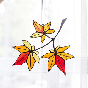 メープルリーフステンドグラスサンキャッチャー-カナダの日のシンボル、女性と女の子のための秋の家の装飾 - Product Image 1