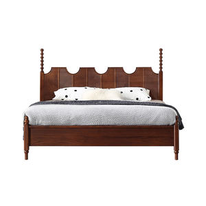 Cadre de <span class=keywords><strong>lit</strong></span> en bois massif <span class=keywords><strong>sur</strong></span> mesure pour projets hôteliers et d'appartements, tête de <span class=keywords><strong>lit</strong></span> ondulée, poteaux tournés, OEM ODM, vente en gros de meubles - Product Image 1