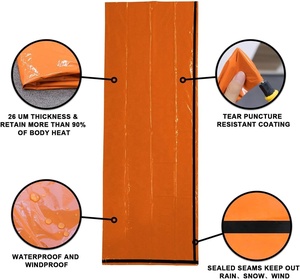 Sacco <span class=keywords><strong>a</strong></span> <span class=keywords><strong>pelo</strong></span> di sopravvivenza per climi freddi, bivacco di emergenza e coperta di salvataggio riutilizzabile per campeggio ed escursioni all'aperto - Product Image 2