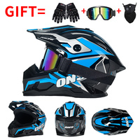 Casque de VTT tout-terrain certifié DOT avec lunettes de protection et gants, doublure en coton, casque de moto en ABS