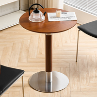 Table à manger rétro en acier inoxydable et bois, style nordique moderne, mobilier de bureau, ensemble de tables à manger pour hôtel et restaurant