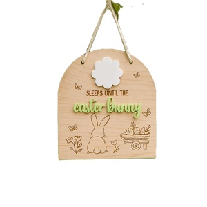 Party Decor <b>Egg</b> <b>Hunt</b> Countdown Sign-Plywood & Acrylic Indoor Hanging Display With <b>Easter</b> Bunny Visits Message - Product Image 2