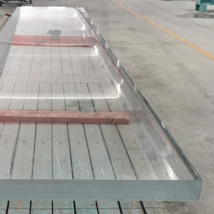Wholesale 60mm 70-200mm 1200x2400 outdoor floor thick acrylic glass panel for indonesia swimming pool