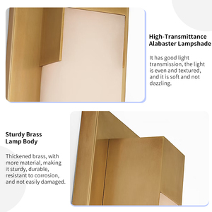 Modern Alabaster Wall Sconce Luxury Hotel Bath <b>Vanity</b> Decor Linear Stone Bar Brass Bracket LED Covet Bracketed <b>Light</b> - Product Image 3