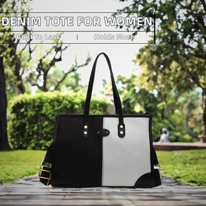 Women's Large Capacity Denim Tote Bag with Zipper Closure All-Match Casual Shoulder Bag for Spring Summer for College Students - Product Image 2