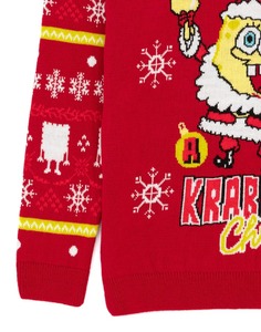 Custom FNJIA Christmas Sweater Manufacturer 2025 New Design <strong>SpongeBob</strong> <strong>Pattern</strong> Cartoon Jacquard Knitwear Xmas Jumper Sweater - Product Image 4
