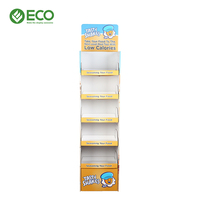 Support d'affichage au sol en carton personnalisé pour jus et boissons en bouteille, présentoir de vente au détail en carton ondulé avec étagère à 4 niveaux