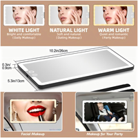 Miroir cosmétique universel rechargeable à LED pour pare-soleil de voiture avec design détachable, interrupteur tactile haute clarté, lumières HD